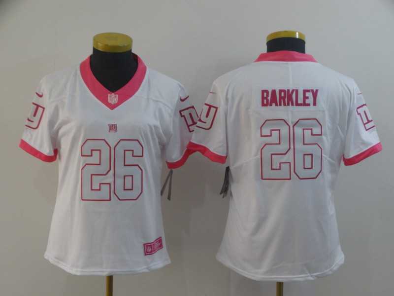 Women Nike Giants 26 Saquon Barkley White Pink Rush Fashion Limited Jersey,We sell and wholesale Women Nike Giants 26 Saquon Barkley White Pink Rush Fashion Limited Jersey on line form chian!